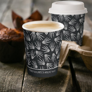 Gobelets En Papier Motif des mains de squelette d'Halloween noir et b