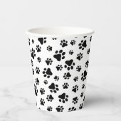 Gobelets En Papier Motif des pattes, pattes de chien, noir et blanc (Recto)