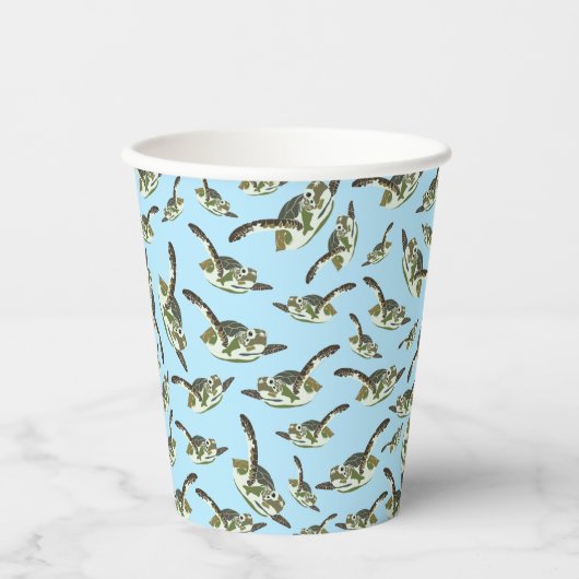 Gobelets En Papier Motif des Tortues de mer (Recto)
