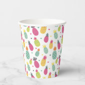 Gobelets En Papier Motif d'été de l'ananas tropical (Recto)