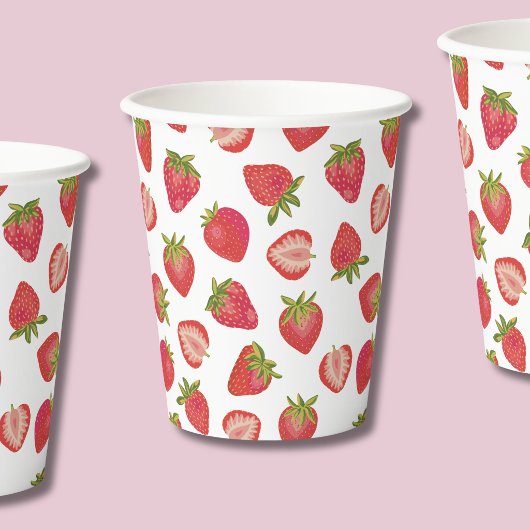 Gobelets En Papier Motif d'été fraise