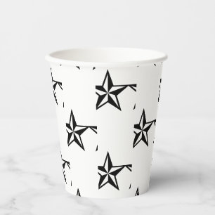 Gobelets En Papier Motif d'étoiles noir et blanc rétro