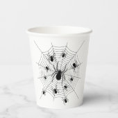 Gobelets En Papier Motif d'Halloween Black White araignées (Verso)