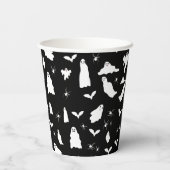 Gobelets En Papier Motif d'Halloween, chauves-souris et araignées (Verso)