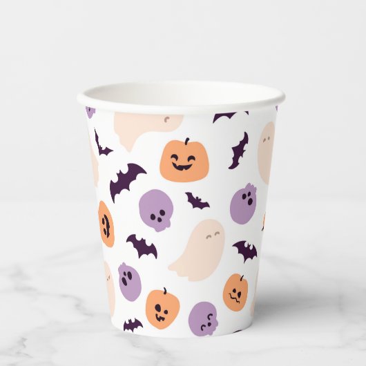 Gobelets En Papier Motif d'Halloween pour enfants amusants (Recto)