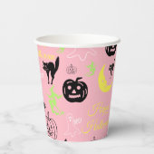 Gobelets En Papier Motif d'Halloween rose (Verso)