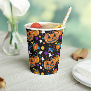 Gobelets En Papier Motif d'Halloween transparent et coloré