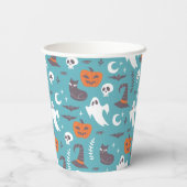 Gobelets En Papier Motif d'Halloween Turquoise amusant (Verso)
