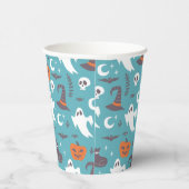 Gobelets En Papier Motif d'Halloween Turquoise amusant (Droite)