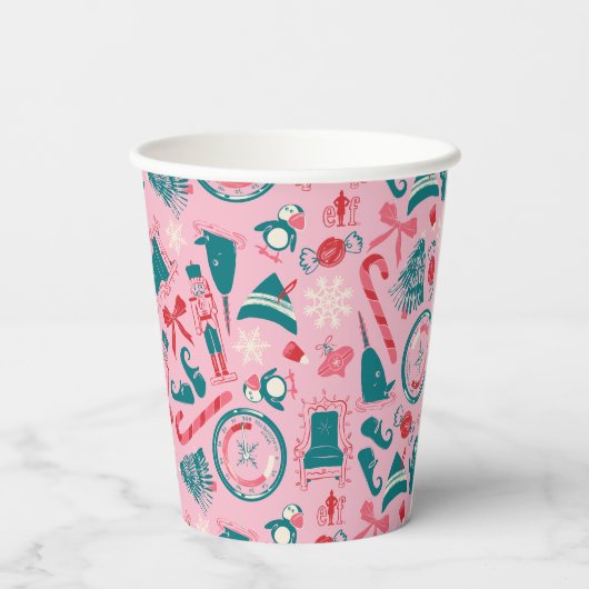 Gobelets En Papier Motif d'icône encadrée Elf Holiday (Verso)