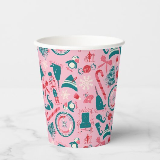 Gobelets En Papier Motif d'icône encadrée Elf Holiday (Recto)