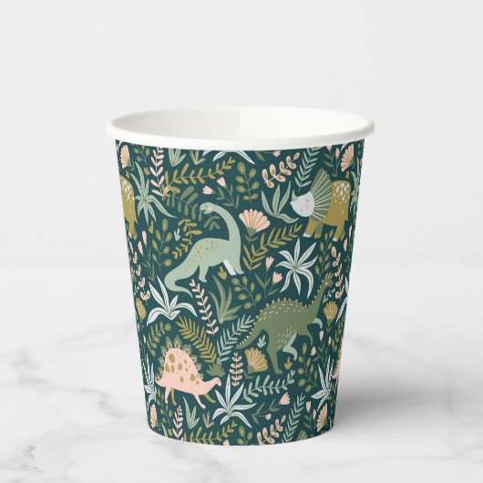 Gobelets En Papier Motif Dinosaur Vert (Gauche)
