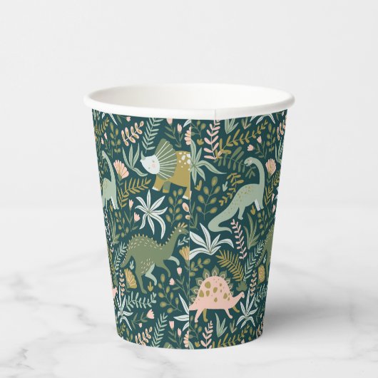 Gobelets En Papier Motif Dinosaur Vert (Droite)