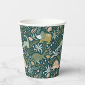 Gobelets En Papier Motif Dinosaur Vert (Recto)