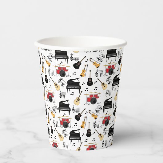 Gobelets En Papier Motif d'instrument de musique (Recto)