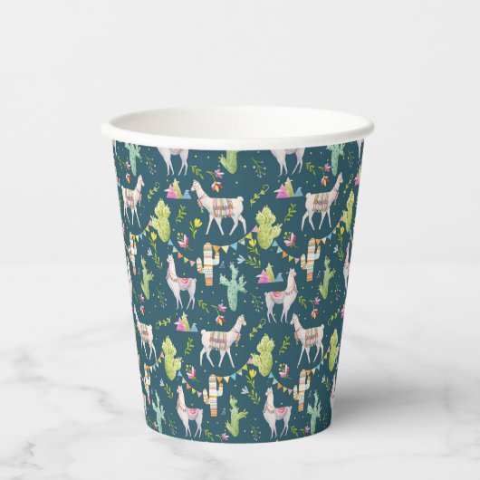 Gobelets En Papier Motif Drapeau Llama Aquarelle (Recto)