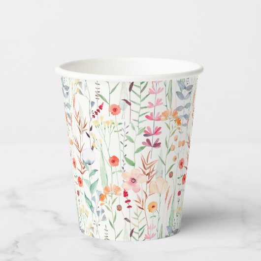 Gobelets En Papier Motif du jardin de fleurs Pastel (Recto)