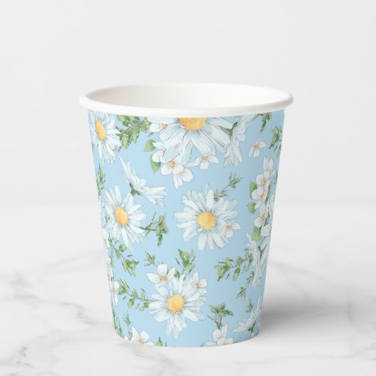 Gobelets En Papier Motif du jardin fleuri Pastel Daisy (Recto)