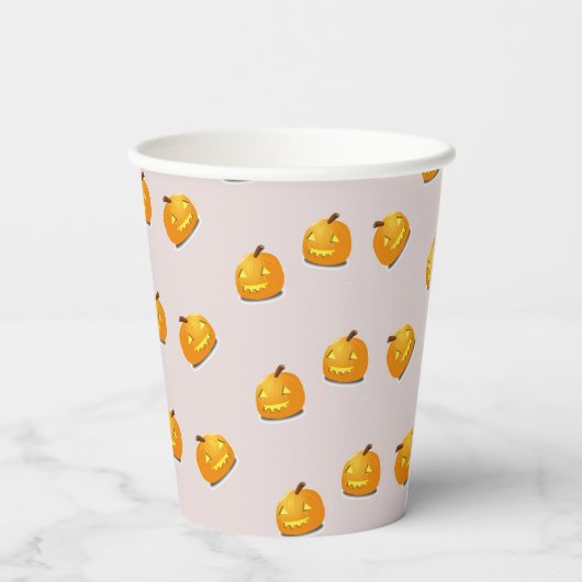 Gobelets En Papier Motif en chef citrouille orange (Verso)