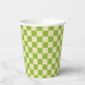 Gobelets En Papier Motif en damier esthétique rétro Vert Blanc  (Gauche)