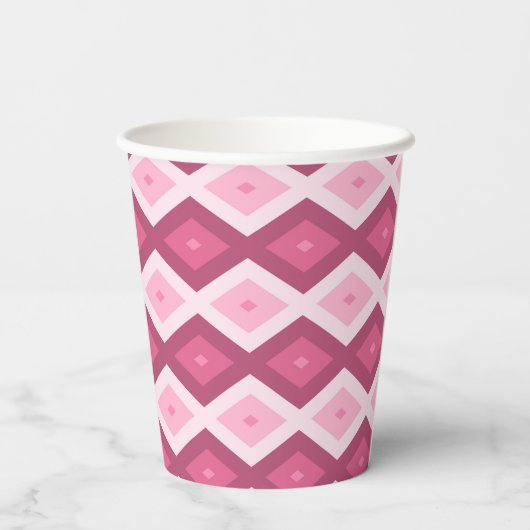 Gobelets En Papier Motif en diamant rose (Verso)