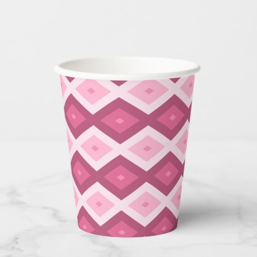 Gobelets En Papier Motif en diamant rose (Recto)