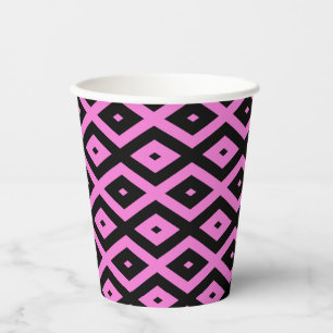 Gobelets En Papier Motif en diamant rose et noir