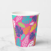 Gobelets En Papier Motif Feuille d'été de couleur vive (Recto)