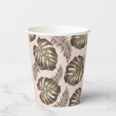 Gobelets En Papier Motif Feuille Tropical Pink & Gold Palm (Verso)