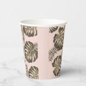 Gobelets En Papier Motif Feuille Tropical Pink & Gold Palm (Droite)