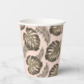 Gobelets En Papier Motif Feuille Tropical Pink & Gold Palm (Recto)