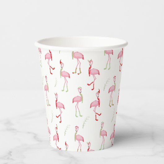 Gobelets En Papier Motif Flamingo rose pâle (Recto)
