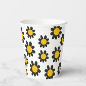 Gobelets En Papier Motif Fleur Noir Jaune (Verso)