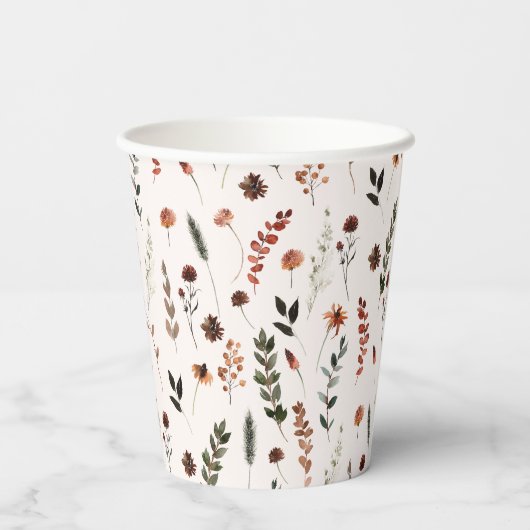 Gobelets En Papier Motif Fleur sauvage de Earthy Fall (Verso)