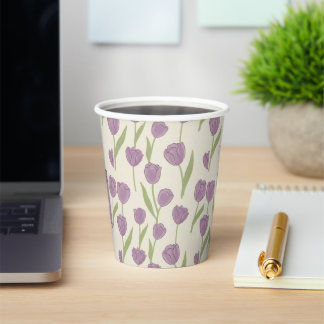 Gobelets En Papier Motif floral de tulipes violettes