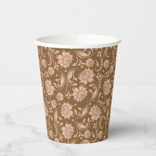 Gobelets En Papier Motif floral rose et Brown (Gauche)