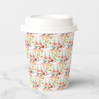 Gobelets En Papier Motif floral terreux de maman pleine de fleurs sau