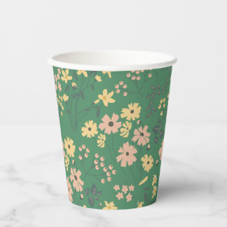 Gobelets En Papier Motif floral vert Boho moderne