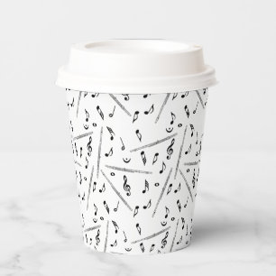 Gobelets En Papier Motif Flute Music Note
