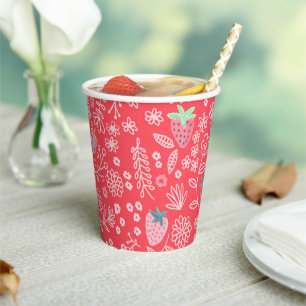 Gobelets En Papier Motif fraise doux et sucré
