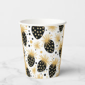 Gobelets En Papier Motif fraise noir et or (Verso)