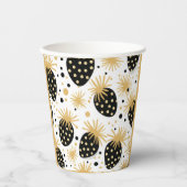 Gobelets En Papier Motif fraise noir et or (Recto)