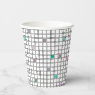 Gobelets En Papier Motif géométrique À damiers multicolore
