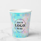 Gobelets En Papier Motif géométrique en verre Iridescente avec logo (Recto)