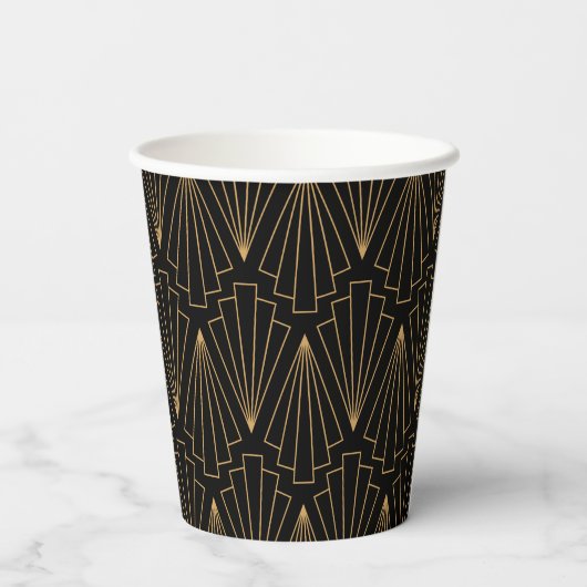 Gobelets En Papier Motif Gold et Black Art Déco (Verso)