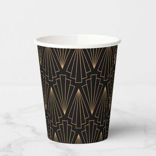 Gobelets En Papier Motif Gold et Black Art Déco (Gauche)