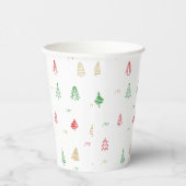 Gobelets En Papier Motif Gold Green Red Christmas Trees (Droite)