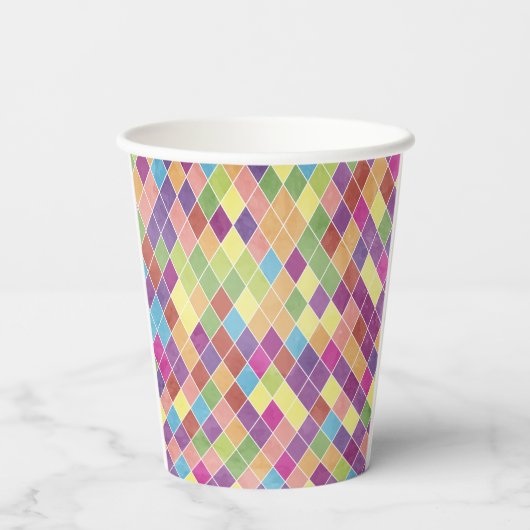 Gobelets En Papier Motif Grunge Harlequin (Verso)