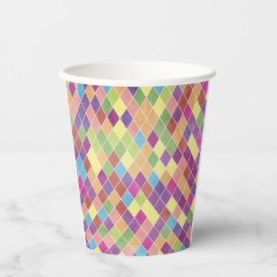 Gobelets En Papier Motif Grunge Harlequin
