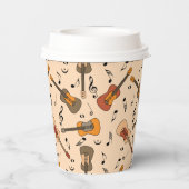 Gobelets En Papier Motif Guitare Music Notes (Verso)